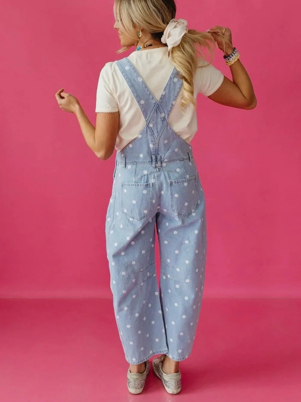 PEACH LOVE POLKA DOT BARREL OVERALL
BRAND NEW 
 MEDIUM LARGE AVAILABLE - Picture 2 of 7